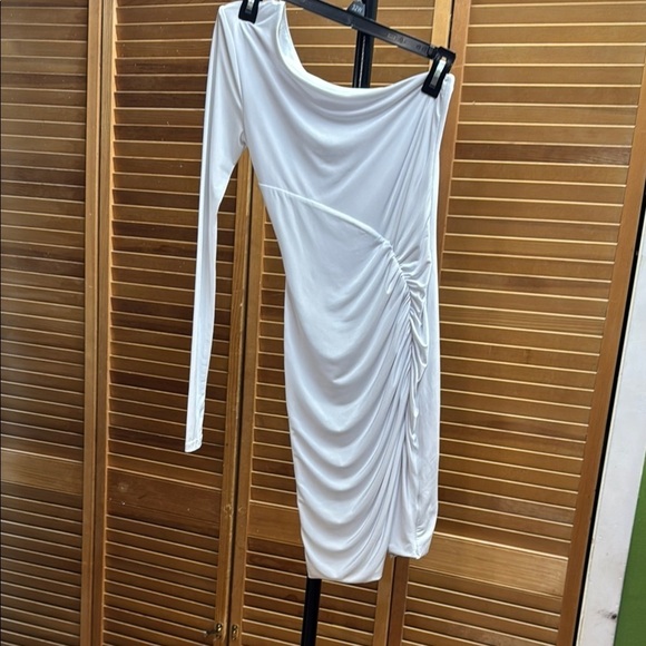 FASHION NOVA.  Elegant White Ruched Dress - Picture 5 of 8